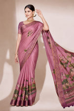 Pink Kanjivaram Floral Printed Saree sedora couture