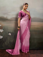 Pink Satin Plain Dyed Saree sedora couture