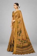 Mustard Kanjivaram Floral Printed Saree sedora couture