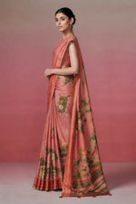 Rose Pink Kanjivaram Floral Printed Saree sedora couture