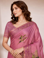 Pink Kanjivaram Floral Printed Saree sedora couture
