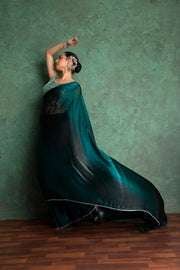 Graceful Mehndi Saree with Embroidered Border