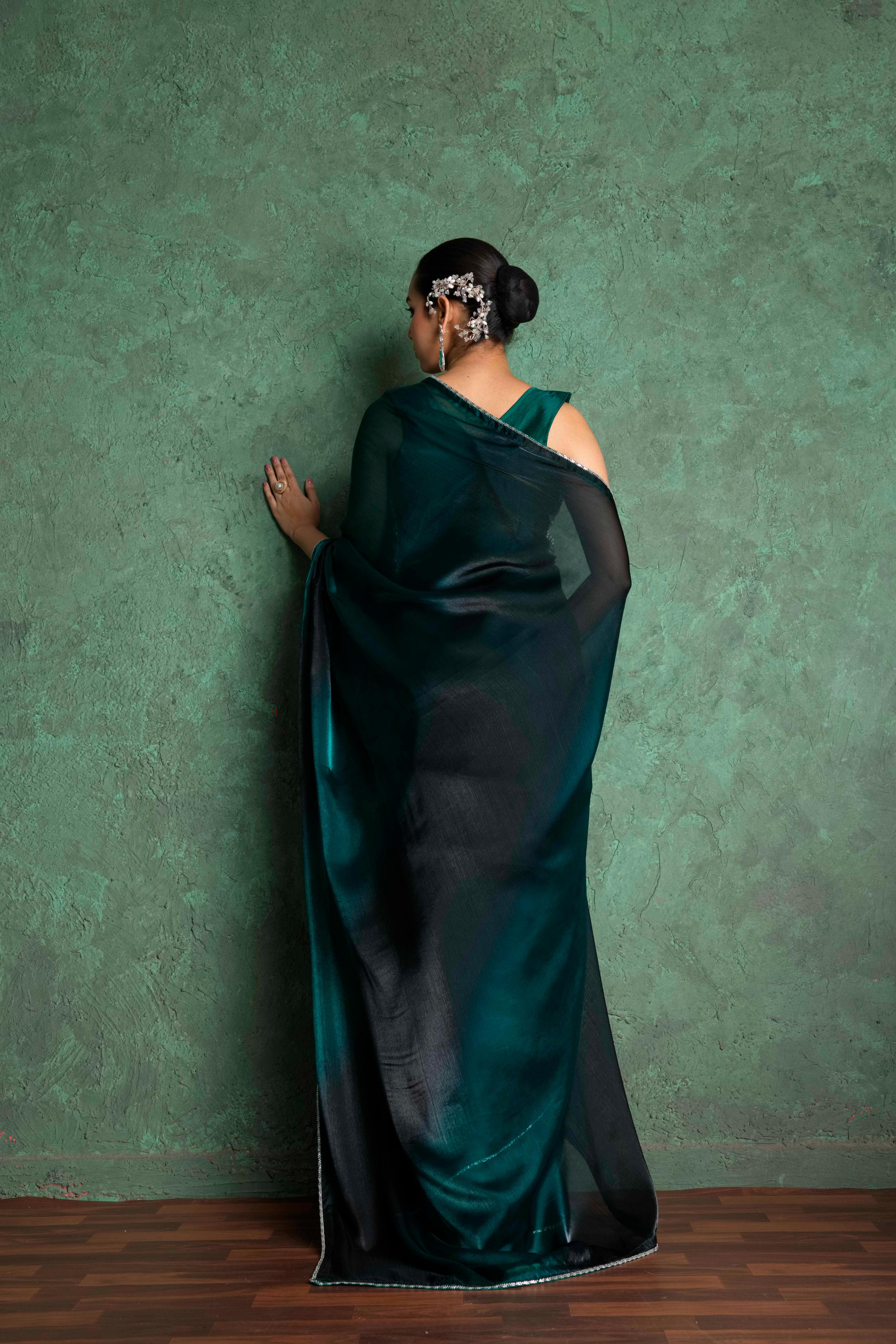 Graceful Green Saree with Embroidered Border