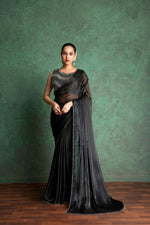 Elegant Black Saree with Delicate Embroidery sedoracouture