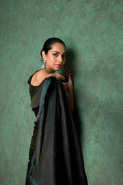 Elegant Black Saree with Delicate Embroidery