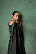 Elegant Black Saree with Delicate Embroidery sedoracouture