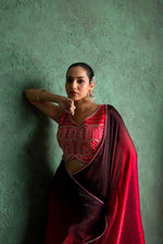 Luxe Red Saree with Artistic Embroidery sedoracouture