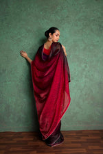 Luxe Red Saree with Artistic Embroidery sedoracouture
