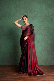 Elegant Red Saree with Embroidered Border