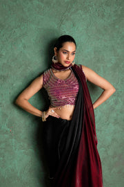 Elegant Red Saree with Embroidered Border