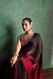 Elegant Red Saree with Embroidered Border