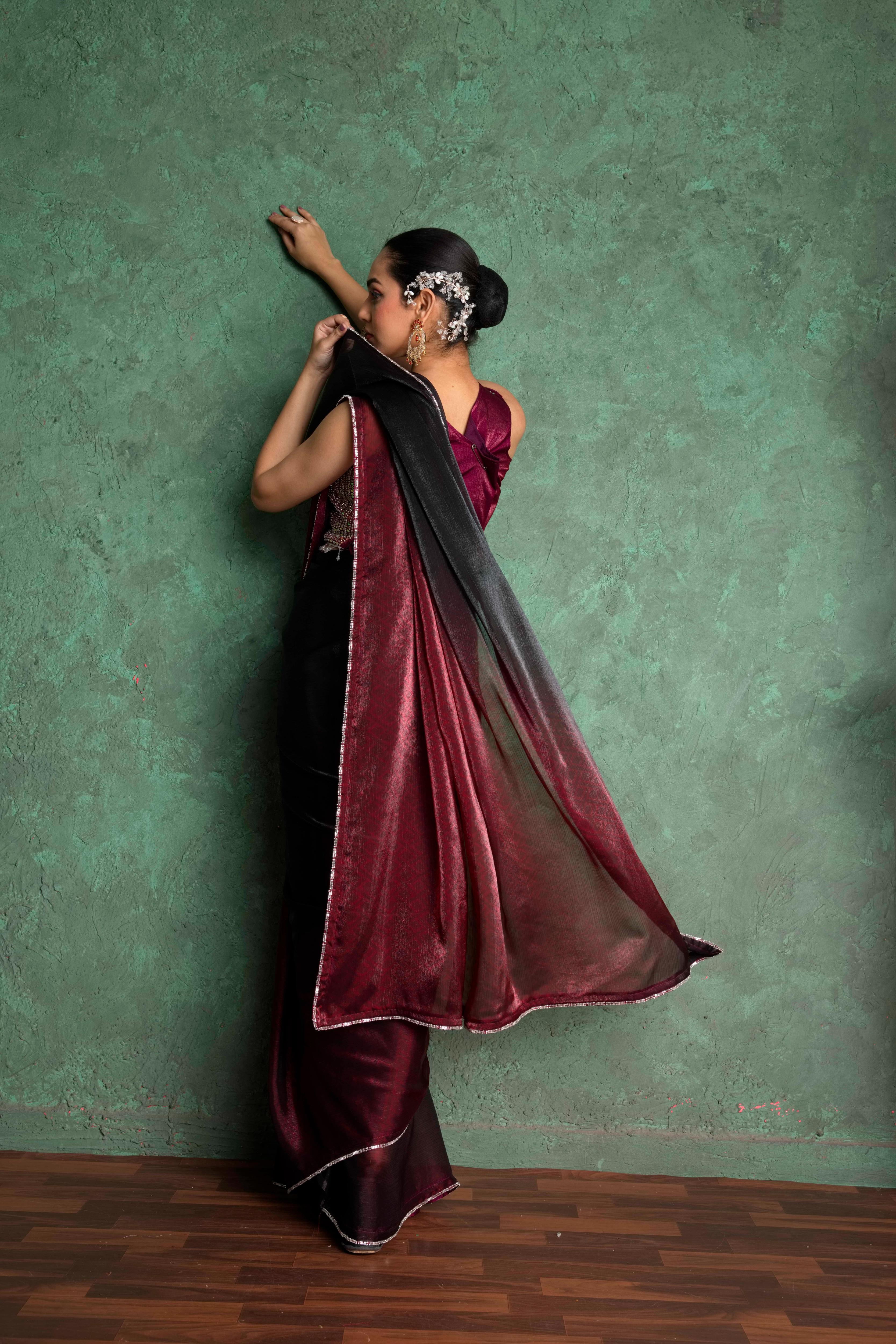 Elegant Red Saree with Embroidered Border sedoracouture