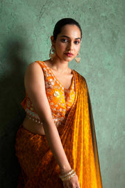 Sophisticated Mustard Saree with Fine Embroidery