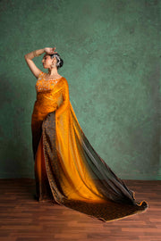Sophisticated Mustard Saree with Fine Embroidery