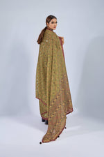 Mustard Chiffon Saree with Maroon Ajrak sedoracouture