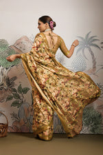 Mustard Moss Zari Printed Saree with Casab Zari Border sedoracouture