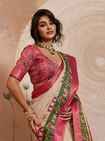 Beige Kanjivaram Figure Printed Saree sedora couture