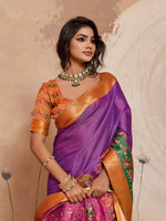 Purple Kanjivaram Figure Printed Saree sedora couture