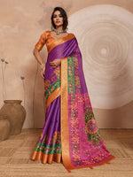 Purple Kanjivaram Figure Printed Saree sedora couture