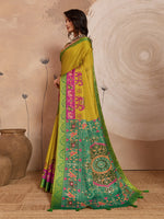 Yellow Kanjivaram Figure Printed Saree sedora couture