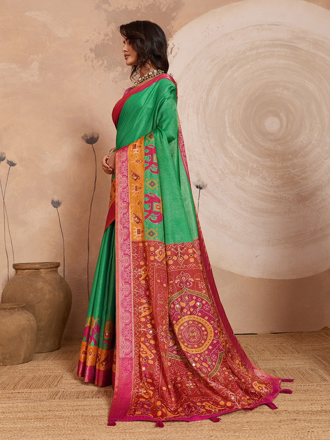 Green Kanjivaram Figure Printed Saree