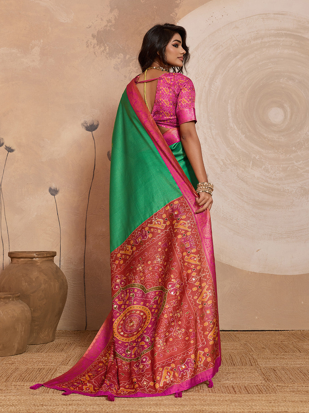 Green Kanjivaram Figure Printed Saree sedora couture