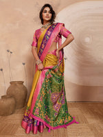 Mustard Kanjivaram Figure Printed Saree sedora couture