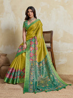 Yellow Kanjivaram Figure Printed Saree sedora couture
