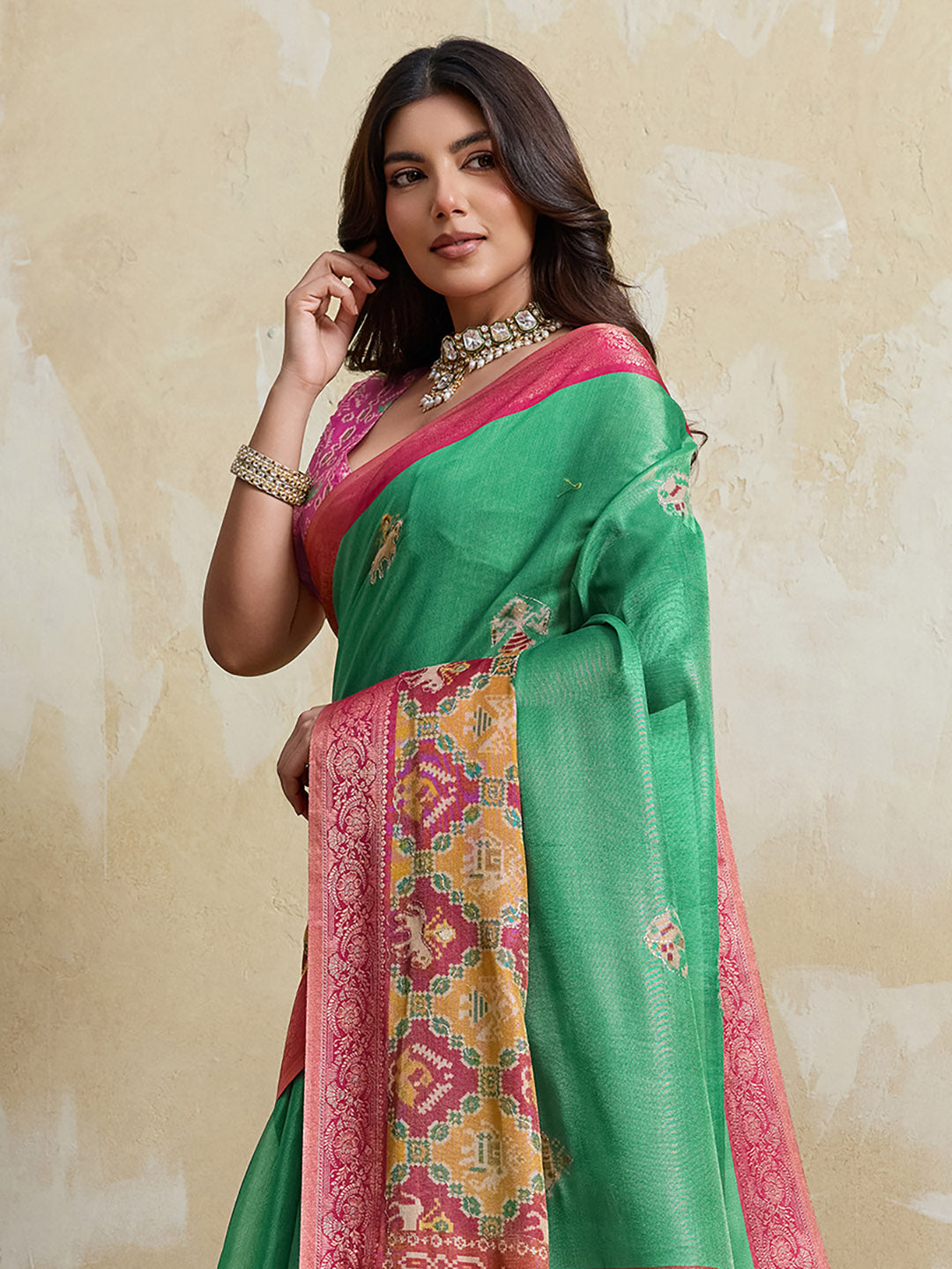 Green Kanjivaram Figure Printed Saree sedora couture