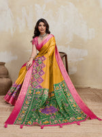 Mustard Kanjivaram Figure Printed Saree sedora couture