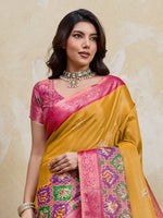 Mustard Kanjivaram Figure Printed Saree sedora couture