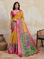 Mustard Kanjivaram Figure Printed Saree sedora couture