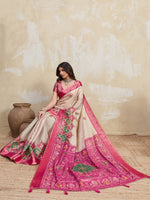 Beige Kanjivaram Figure Printed Saree sedora couture