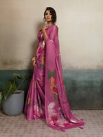 Pink Moss Floral Printed Saree sedora couture