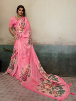 Pink Moss Floral Printed Saree sedora couture