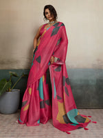 Pink Moss Floral Printed Saree sedora couture