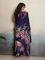 Purple Moss Floral Printed Saree sedora couture