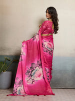 Pink Moss Floral Printed Saree sedora couture