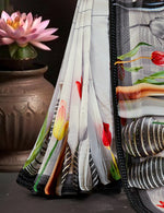 Grey Georgette Floral Printed Saree sedora couture