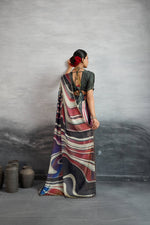 Vibrant Multicolour Satin Silk Saree with Digital Prints sedoracouture