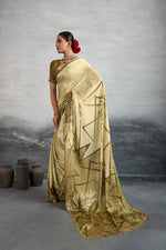 Charming Mustard Satin Silk Saree with Digital Prints sedoracouture