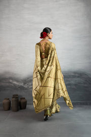 Charming Mustard Satin Silk Saree with Digital Prints