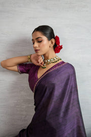 Majestic Purple Satin Silk Saree with Digital Prints