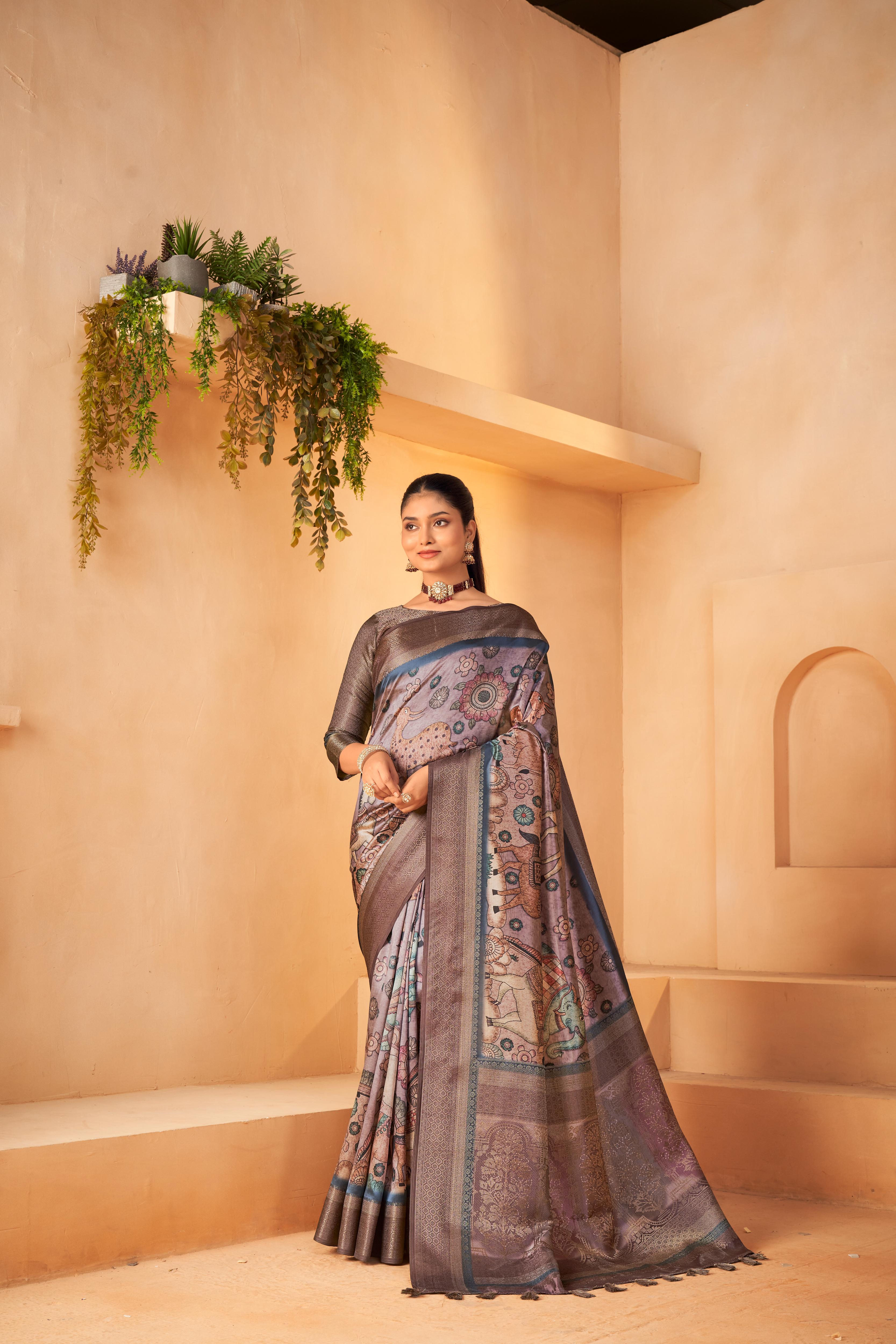 Opulent PURPLE Diya Silk Saree with Jacquard Work