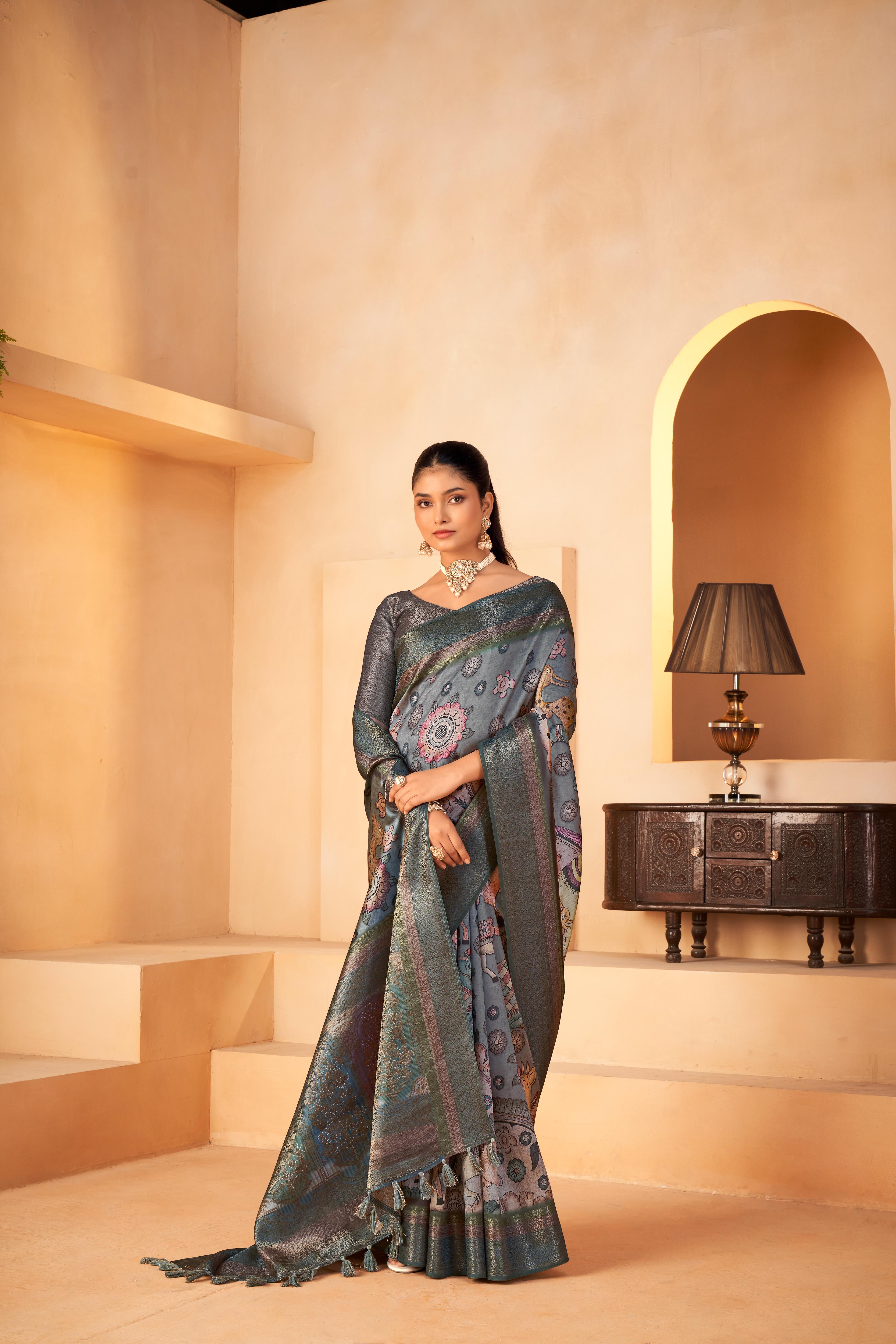 Timeless Rama Diya Silk Saree with Jacquard Border
