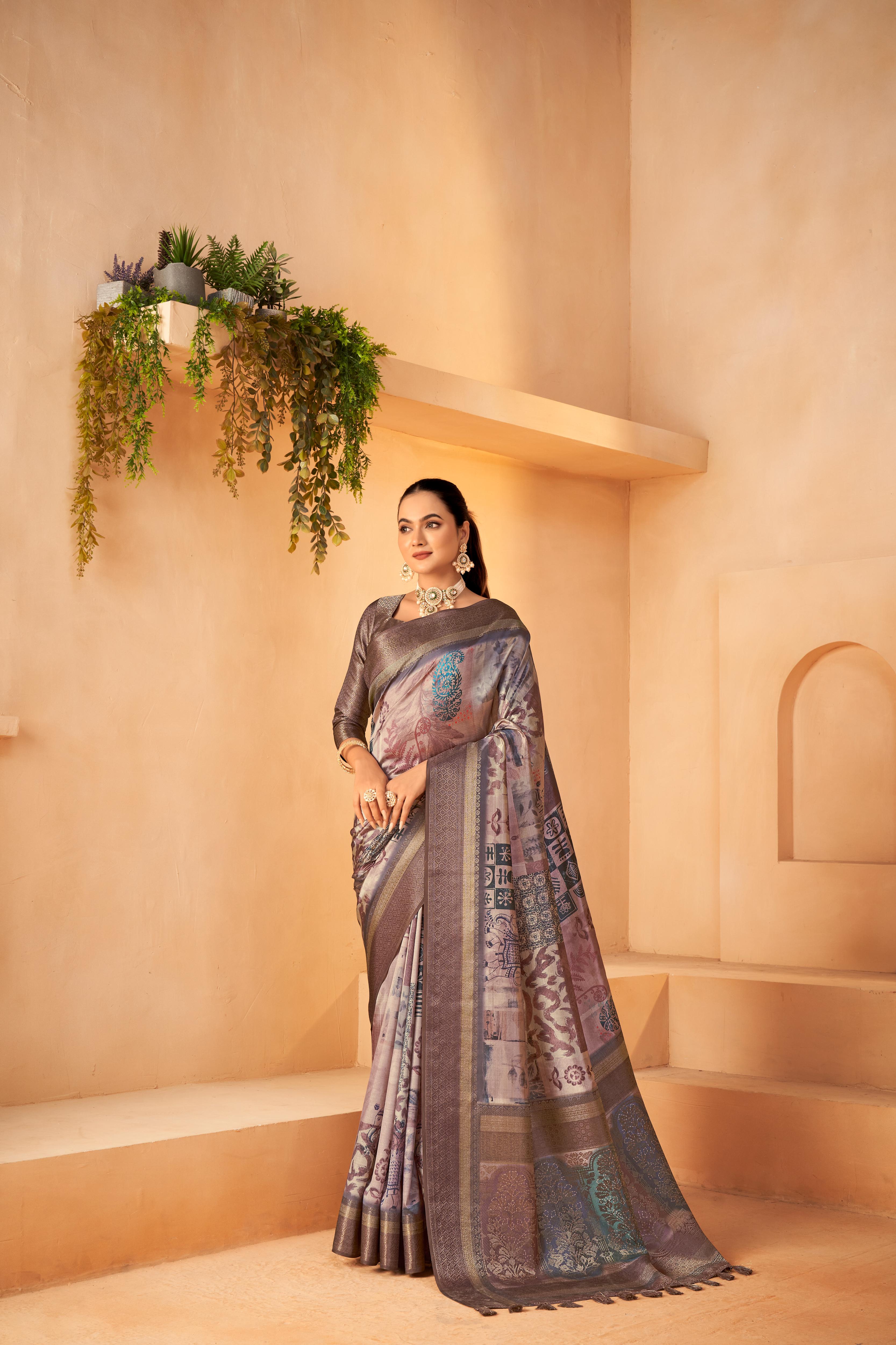 Timeless Diya Silk Purple Saree with Jacquard Border