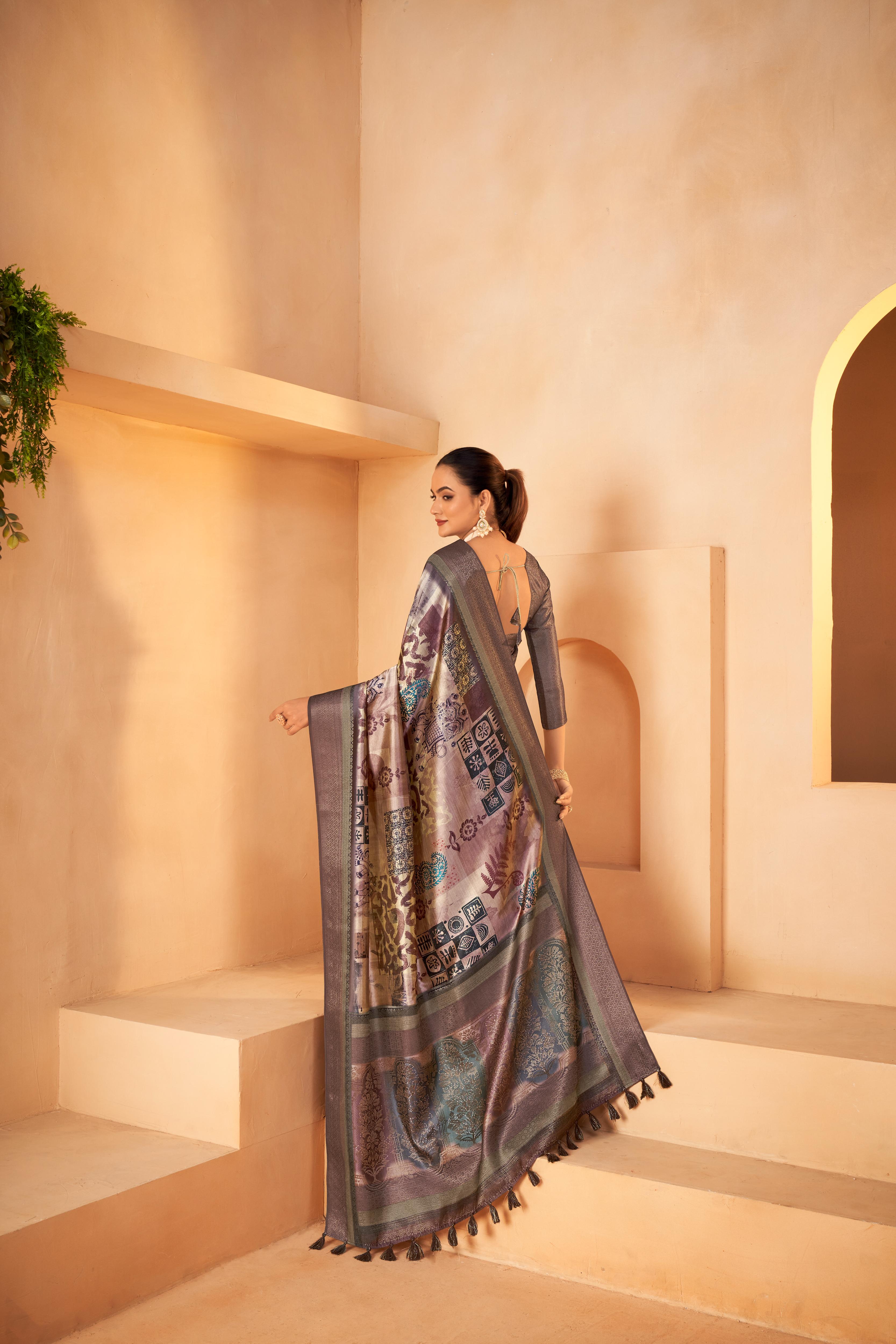 Timeless Diya Silk Purple Saree with Jacquard Border