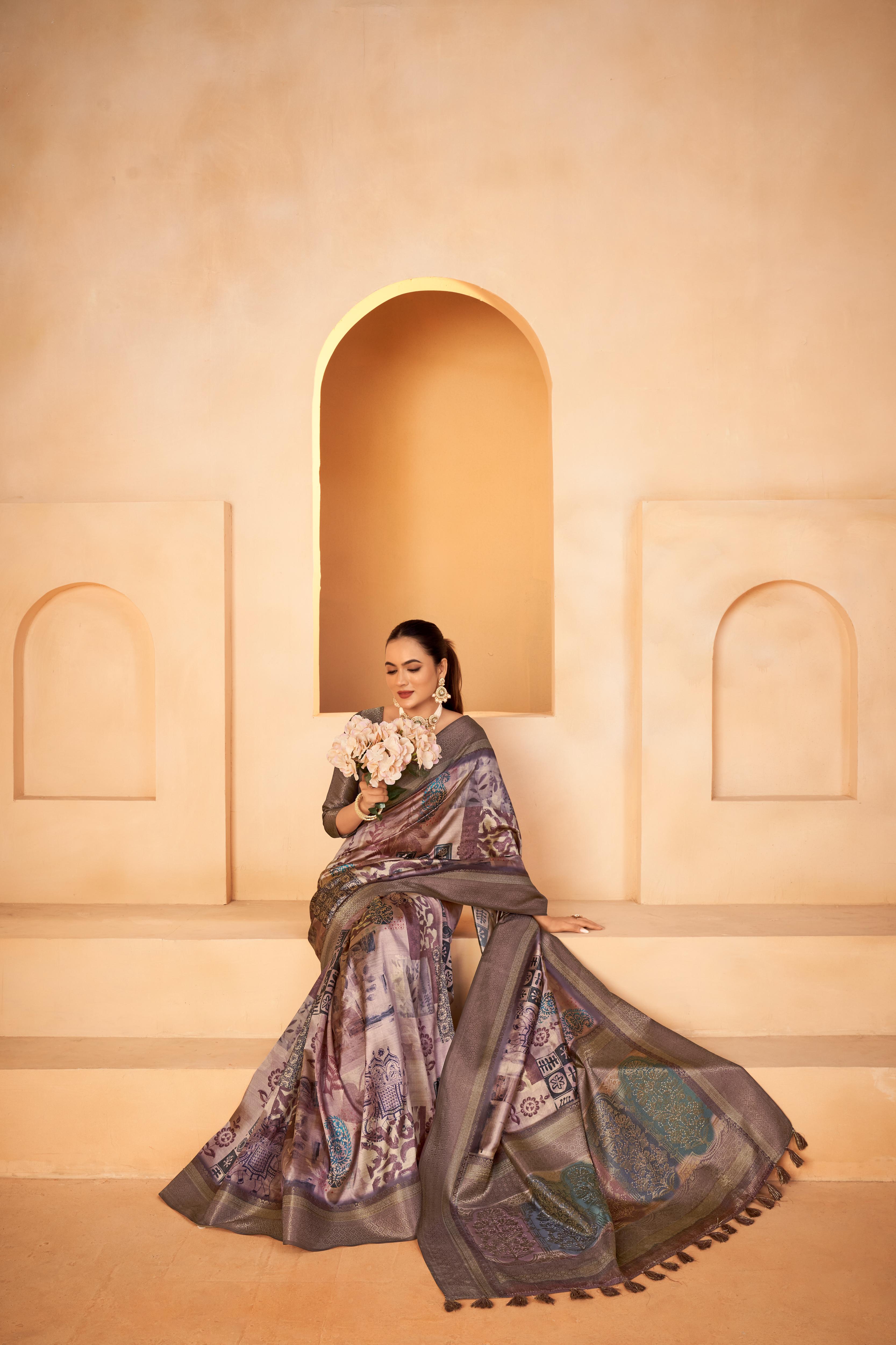 Timeless Diya Silk Purple Saree with Jacquard Border