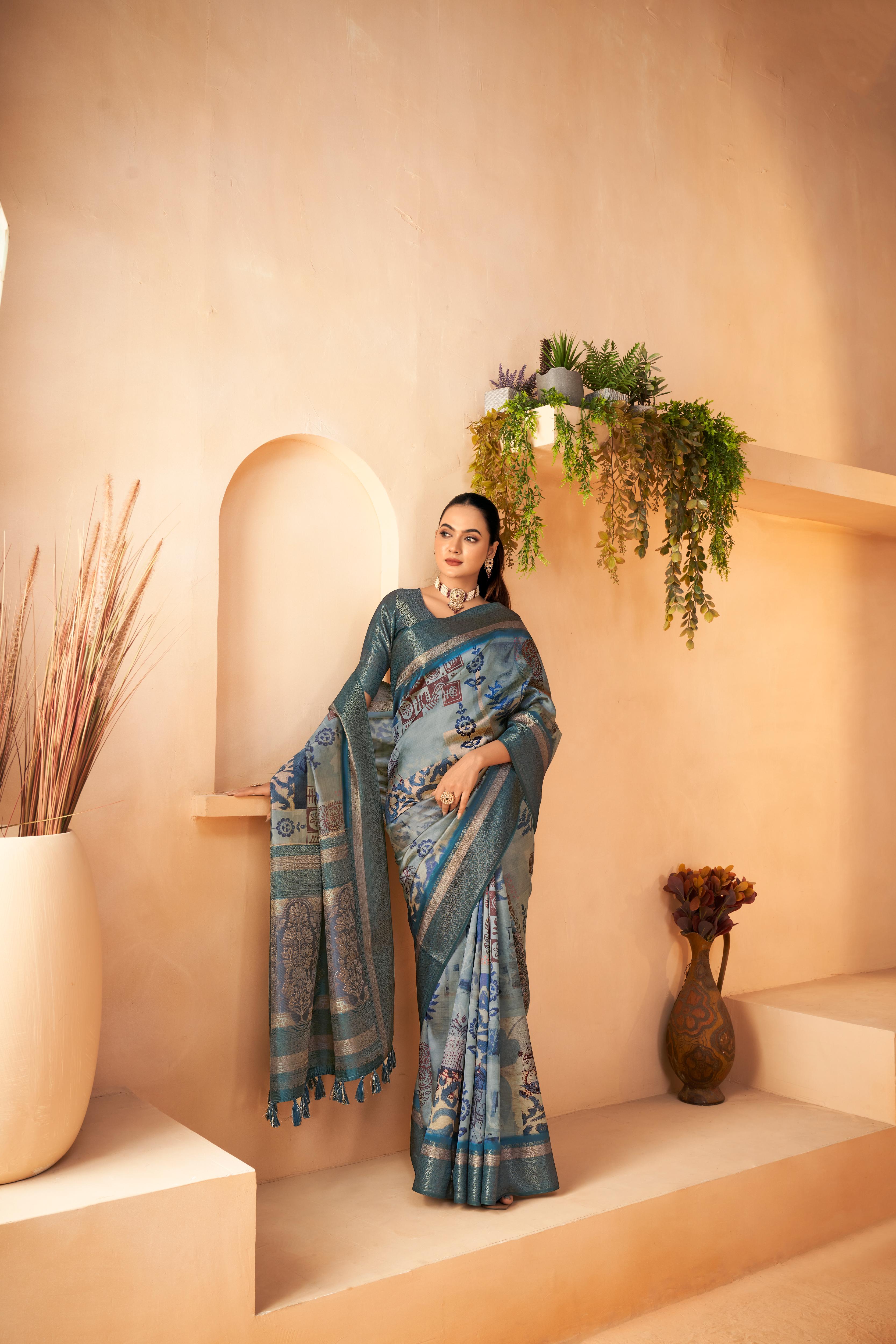 Rich Pallu Diya Silk Rama Saree