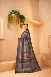 Sophisticated Wine Diya Silk with Jacquard